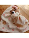 Doudou Oursonne en gaze de cotton. Cadeau de naissance. Beige - Rose