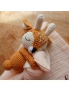 Doudou Biche en gaze de cotton. Cadeau de naissance. Beige - Moutarde