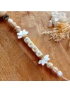 Attache sucette personnalisée en silicone, beige crème blanc, prénom enfant.