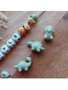 Attache sucette personnalisée en silicone, animaux safari girafe dinosaure lion, prénom enfant.