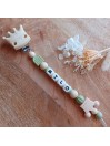Attache sucette personnalisée en silicone,  Couronne beige roi prince, prénom.