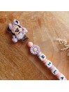 Attache sucette personnalisée en silicone, Disney Minnie Lilac, prénom.