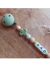 Attache sucette personnalisée en silicone, Cars Vert lettres Fluorescentes, lumineuses, prénom enfant.