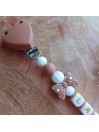 Attache tétine personnalisée, silicone, cadeau naissance, bébé, Lana Noeud Choco