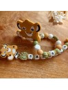Attache tétine personnalisée - Simba - Roi lion Vert- attache sucette prénom - anneau de dentition