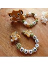 Attache tétine personnalisée - Simba - Roi lion Vert- attache sucette prénom - anneau de dentition