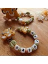 Attache tétine personnalisée - Simba - Roi lion Vert- attache sucette prénom - anneau de dentition