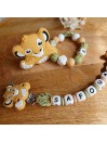 Attache tétine personnalisée - Simba - Roi lion Vert- attache sucette prénom - anneau de dentition