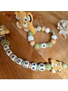 Attache tétine personnalisée - Simba - Roi lion Vert- attache sucette prénom - anneau de dentition