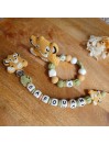 Attache tétine personnalisée - Simba - Roi lion Vert- attache sucette prénom - anneau de dentition