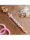 Attache tétine personnalisée, silicone, cadeau naissance, bébé, Chien Pluto fille