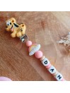 Attache tétine personnalisée, silicone, cadeau naissance, bébé, Chien Pluto fille