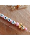 Attache tétine personnalisée, silicone, cadeau naissance, bébé, Chien Pluto fille