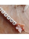 Attache tétine personnalisée, silicone, cadeau naissance, bébé, Noeud pailleté