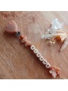 Attache tétine personnalisée, silicone, cadeau naissance, bébé, Noeud pailleté