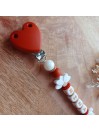 Attache tétine personnalisée, silicone, cadeau naissance, bébé, Coeur Terracota.