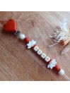 Attache tétine personnalisée, silicone, cadeau naissance, bébé, Coeur Terracota.