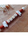 Attache tétine personnalisée, silicone, cadeau naissance, bébé, Coeur Terracota.