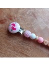 Attache tétine personnalisée, silicone, cadeau naissance, bébé, Clip bois fille