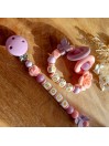 Attache sucette personnalisée en silicone, anneau de dentition, prénom enfant.