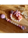 Attache sucette personnalisée en silicone, anneau de dentition, prénom enfant.