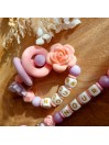 Attache sucette personnalisée en silicone, anneau de dentition, prénom enfant.