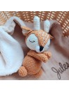 copy of Doudou Biche en tricot, avec lange gaze de coton,Cadeau de naissance.
