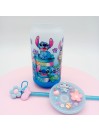 Canette en verre givré dégradé: Stitch musicien.