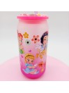 Canette en verre givré dégradé: Les Princesses.