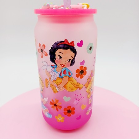 Canette en verre givré dégradé: Les Princesses.