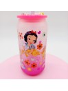 Canette en verre givré dégradé: Les Princesses.