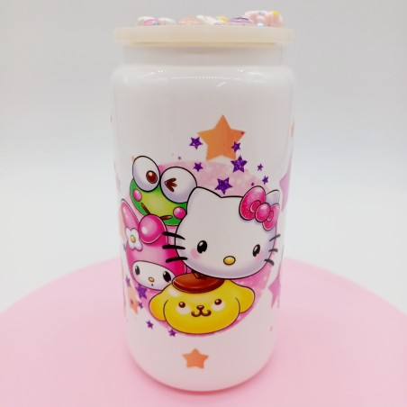 Canette en verre: Hello Kitty.