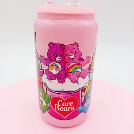 Canette en verre Rose Candy : Set Care Bears et Topper