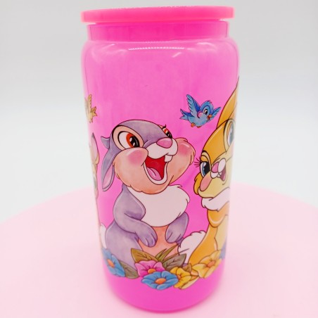 Canette en verre rose fushia : Pan Pan & Miss Bunny