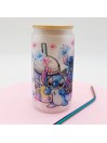 Canette personnalisable en verre dépolie : Stitch à Hawaii