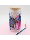 Canette personnalisable en verre dépolie : Stitch à Hawaii