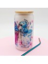 Canette personnalisable en verre dépolie : Stitch à Hawaii