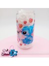 Canette en verre Transparent avec anse: Stitch et Angel