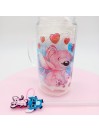 Canette en verre Transparent avec anse: Stitch et Angel