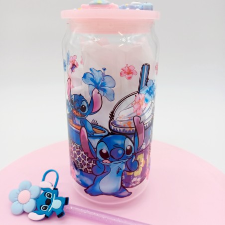 Canette en verre transparent: Stitch et Angel