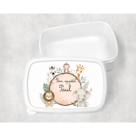 Boîte à goûter enfant personnalisable, boîte personnalisé, enfant maternelle Safari Paul