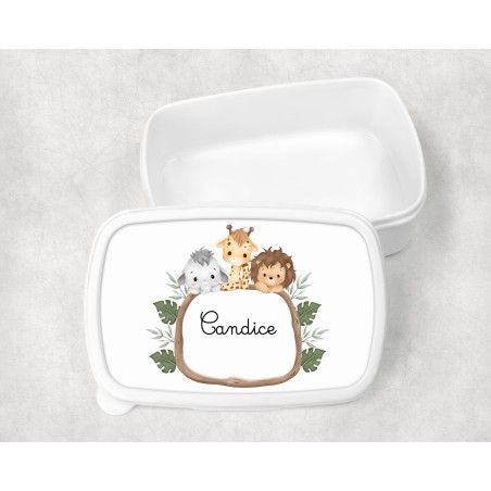 Boîte à goûter enfant personnalisable, boîte personnalisé, enfant maternelle Safari Candise