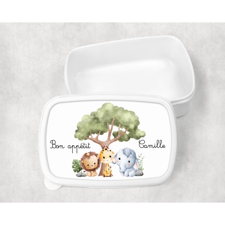 Boîte à goûter enfant personnalisable, boîte personnalisé, enfant maternelle Safari Camille