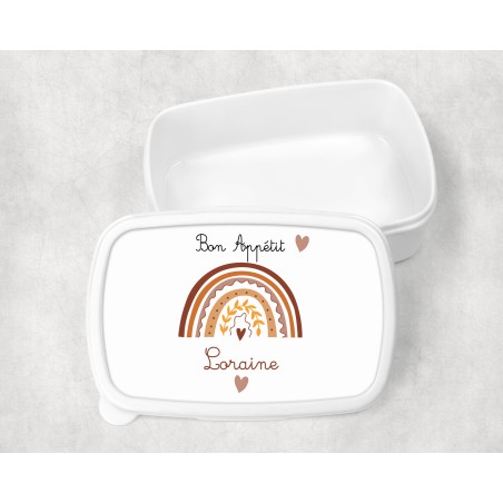 Boîte à goûter enfant personnalisable, boîte personnalisé, enfant maternelle Arc en Ciel