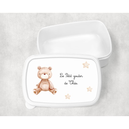 Boîte à goûter enfant personnalisable, boîte personnalisé, enfant maternelle Ourson