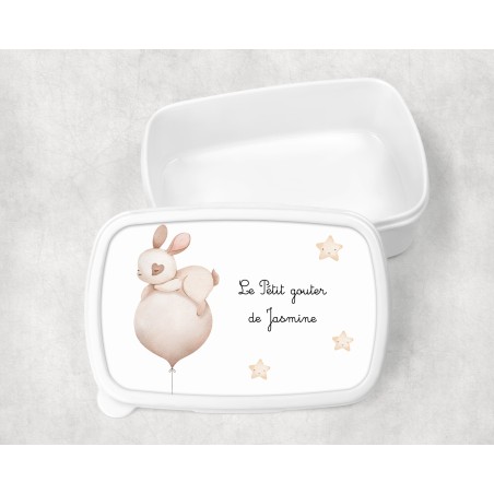 Boîte à goûter enfant personnalisable, boîte personnalisé, enfant maternelle Nuage Lapin