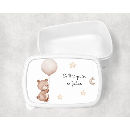 Boîte à goûter enfant personnalisable, boîte personnalisé, enfant maternelle Ourson