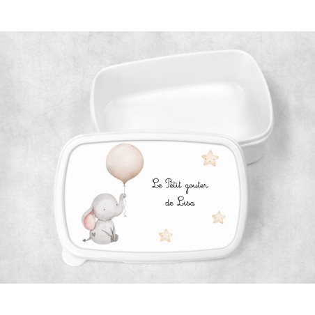 Boîte à goûter enfant personnalisable, boîte personnalisé, enfant maternelle Eléphant
