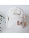Sac à dos maternelle, enfant prénom, velours côtelé, mini sac à dos personnalisable.