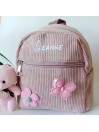 Sac à dos maternelle, enfant prénom, velours côtelé, mini sac à dos personnalisable.